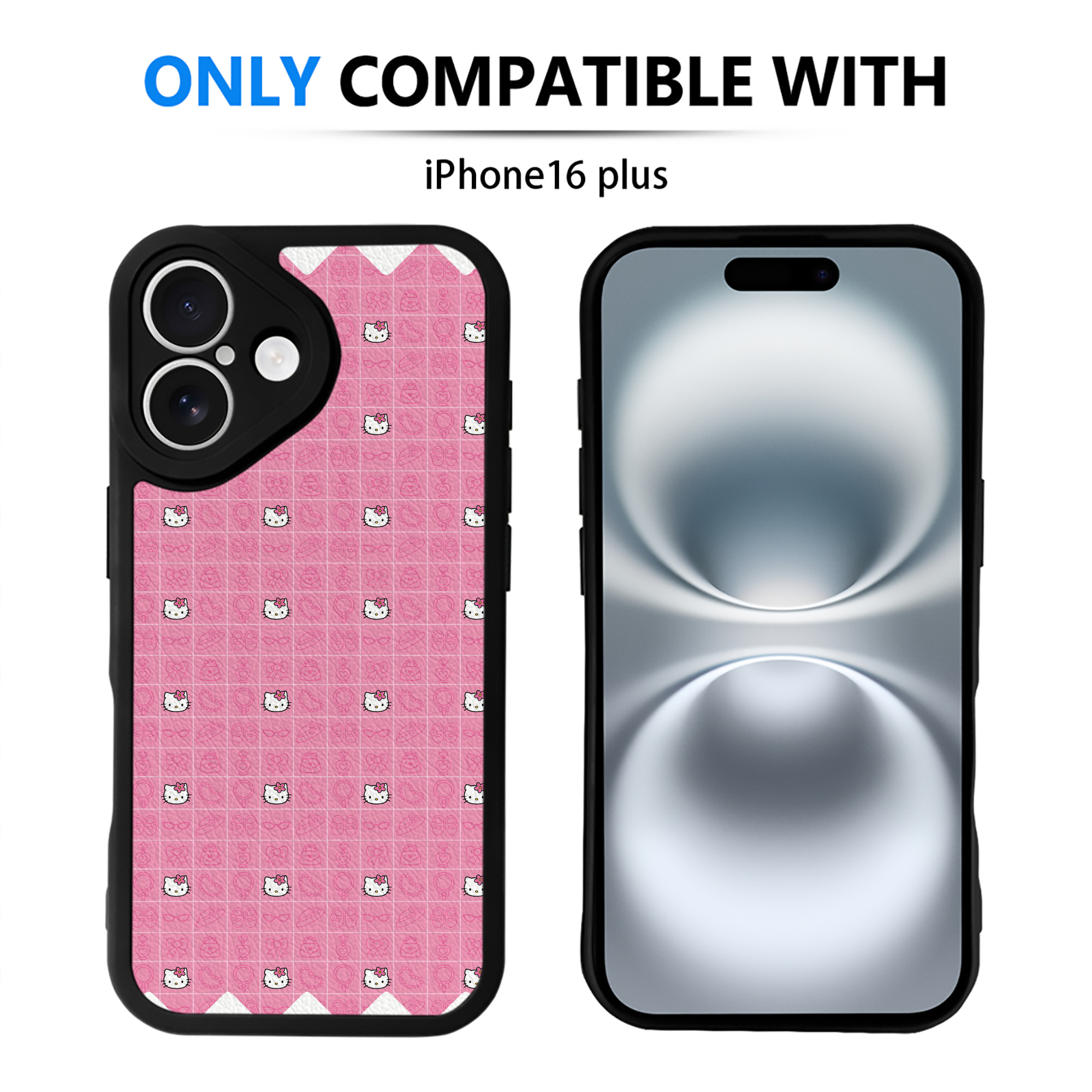 （画像用） Hello Kitty ハローキティ 【iPhone 16シリーズ対応】シリコンスマホケース（レザー調） 材質：シリコン